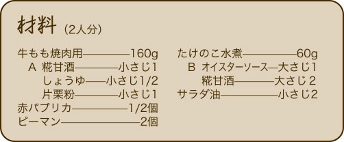 材料（青椒肉絲）
