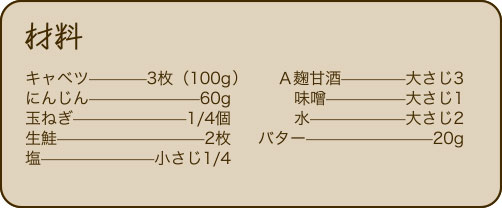 材料（鮭のチャンチャン焼き）