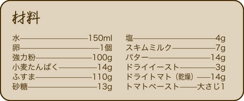 材料（トマトの糖質オフパン）